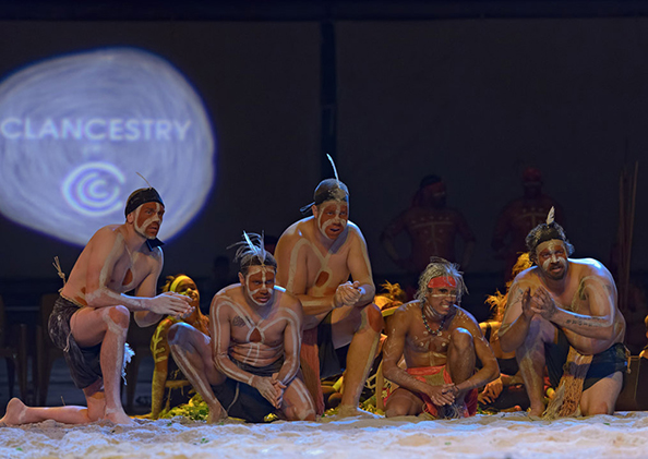 Goomeroi Dancers at Clancestry 2015. Photo by Mick Richards, courtesy of Queensland Performing Arts Centre.